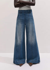 Mid-Blue High Waist Wide Jean meandem