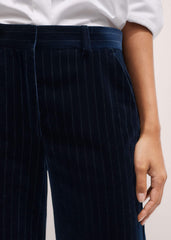 Navy Wool Pinstripe Wide-Leg Pant meandem