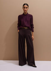 Red Wool Multi Pleat Wide-Leg Pant meandem