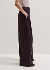 Red Wool Multi Pleat Wide-Leg Pant meandem