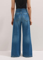 Blue Distressed Ultimate Wide-Leg Jean meandem