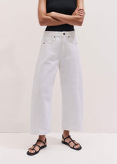 White Exaggerated Crop Jean meandem