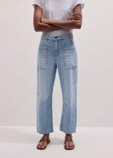 Blue Micro Stripe Engineered Leg Jean meandem