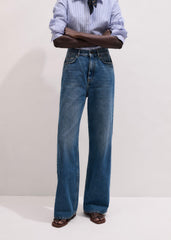 Mid-Blue Ultra High Straight Leg Jean meandem