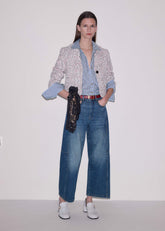 Blue Exaggerated Crop Jean meandem