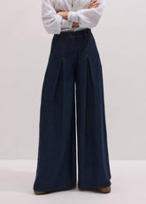 Dark Blue Pleat Very Wide Pant meandem