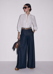 Dark Blue Pleat Very Wide Pant meandem