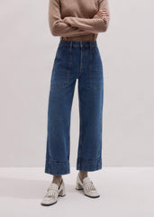 Dark Wash Turn-Up Straight Jean meandem