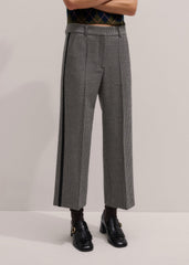 Ivory Houndstooth Straight Crop Trouser meandem