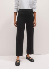 Black Wool-Blend Travel Tailoring Slim Crop Pant meandem