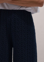 Navy Curling Cross Jacquard Cropped Pant meandem