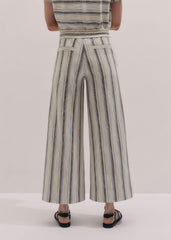 Cream Stripe Crop Track Pant meandem