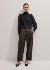 Brown Leather Clever Tapered Pant meandem