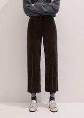 Brown Italian Cord Straight Crop Pant meandem