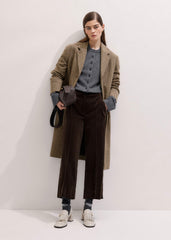 Brown Italian Cord Straight Crop Pant meandem