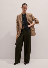 Olive Green Pintuck Tapered Pant meandem