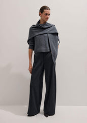 Gray Herringbone Barrel-Leg Pant meandem