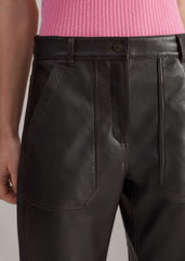Black Washed Leather Engineered-Leg Pant meandem