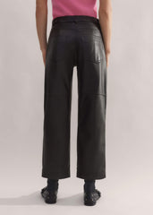 Black Washed Leather Engineered-Leg Pant meandem