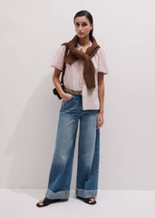 Pink Cheesecloth Trim Detail Blouse meandem