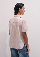 Pink Cheesecloth Trim Detail Blouse meandem