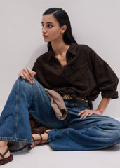 Brown Cheesecloth Relaxed Summer Shirt meandem