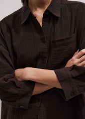 Brown Cheesecloth Relaxed Summer Shirt meandem