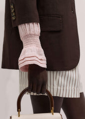 Pink Pleat Detail Long Sleeve Cheesecloth Blouse meandem