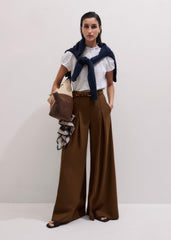 White Straight Cheesecloth Cap-Sleeve Blouse meandem