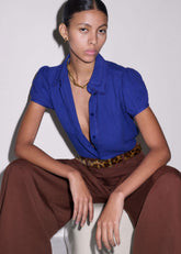 White Cheesecloth Cap-Sleeve Blouse meandem