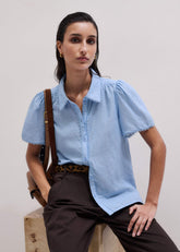 Blue Cheesecloth Summer Blouse meandem