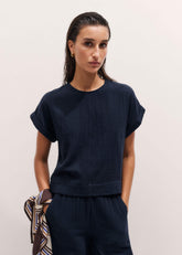 Navy Cheesecloth T-Shirt meandem