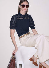 Navy Cheesecloth AM-PM Summer Blouse meandem