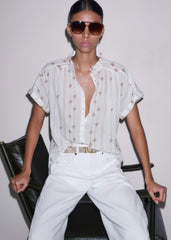 White Turn-Up Cuff Blouse meandem