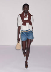 White Silk + Cotton Pintuck Detail Straight Blouse meandem