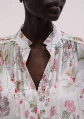 Cream Silk Balloon Sleeve Blouse meandem