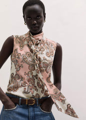 Pink Silk Draped Neck Top meandem