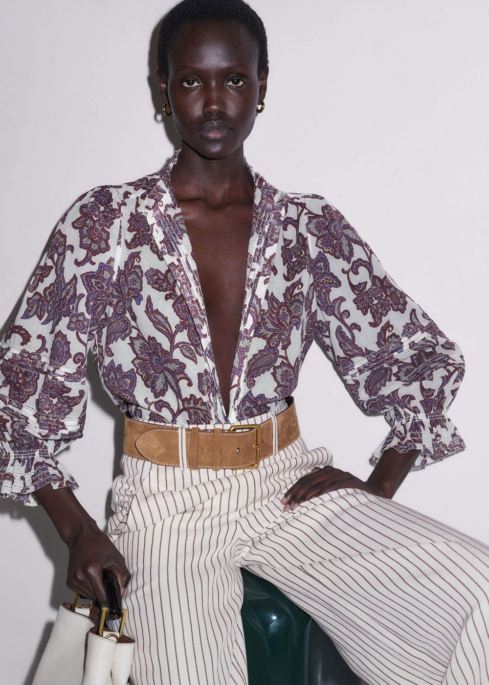 Cream Floral Print Blouse meandem