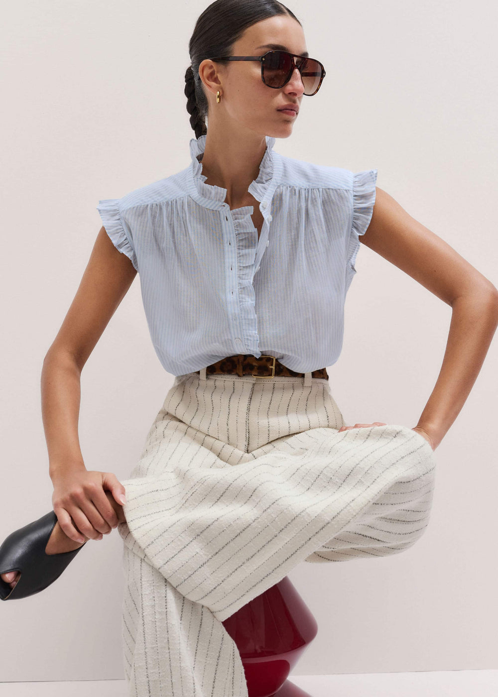 ME+EM's Blue Soft Stripe Blouse meandem
