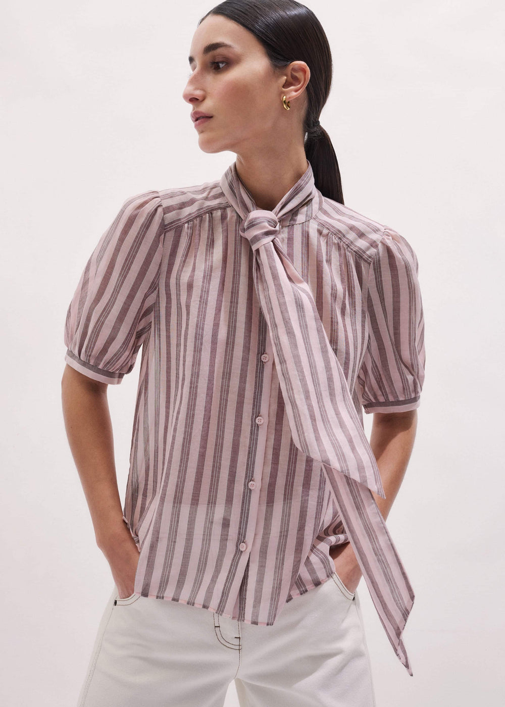 Pink Soft Stripe Blouse meandem