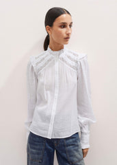 White Cotton + Lace Trim Blouse meandem