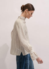 Cream Silk Delicate Cowl Neck Blouse meandem