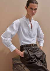 White Frill Neck Layering Blouse meandem