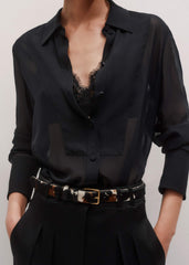 Black Sheer Silk Evening Blouse meandem