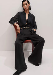 Black Sheer Silk Evening Blouse meandem