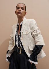 Black Micro Polka Dot And Lace Blouse meandem