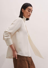 Cream High Neck Blouse + Tie meandem
