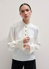 Cream Frill Neck Layering Blouse + Tie meandem