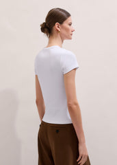 White Ultimate Fitted Rib Crew Neck Tee meandem