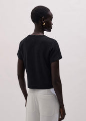 Black Textured Crew Neck Baby Tee meandem